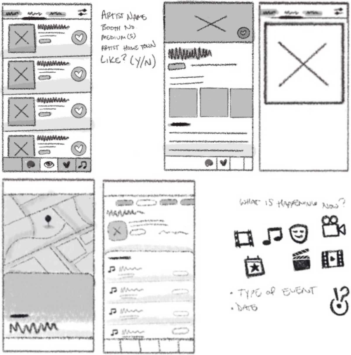 sketches of a future app interface