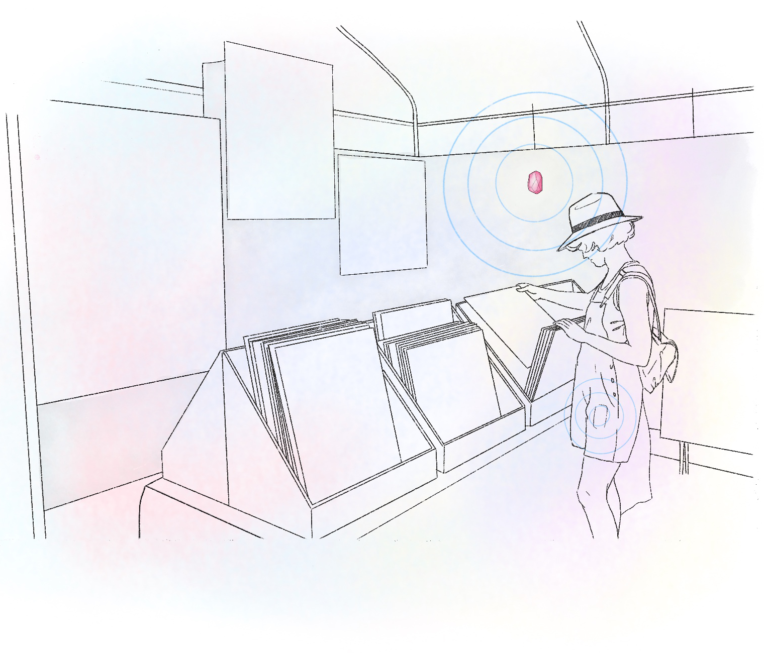 an illustration showing how Bluetooth beacons can unintrusively send a signal to a phone