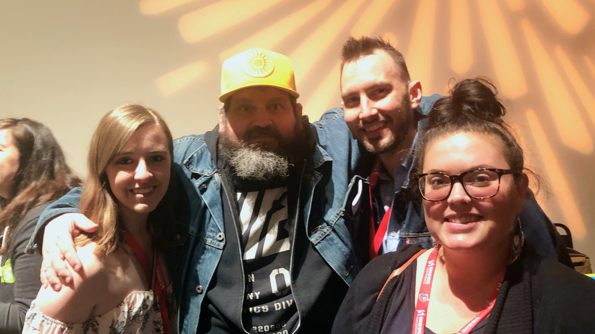 Me posing with designer Aaron Draplin and my former coworkers in the lobby of the Palace of Fine Arts in San Francisco.