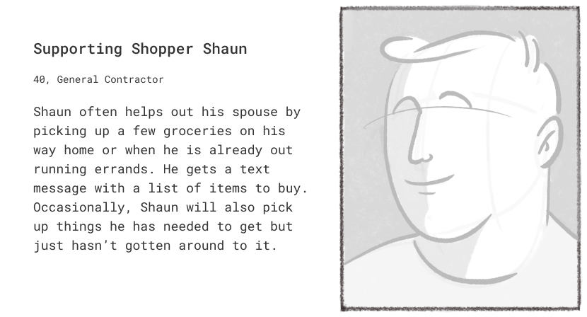 illustrative person of Shaun, a 40-year-old contractor who is frequently asked to pick up one-off items for his spouse.