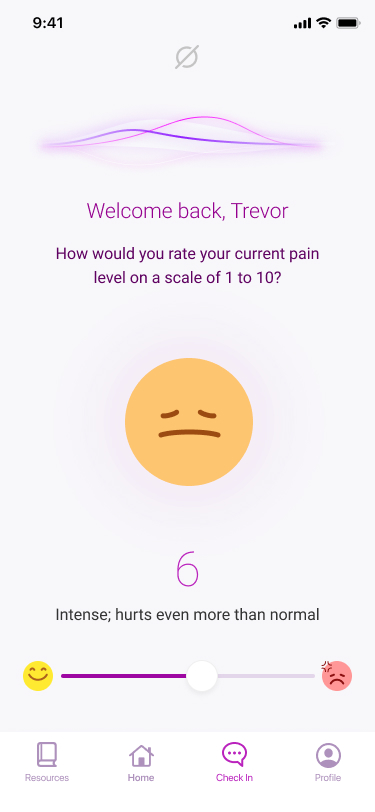 a sliding input field for users to manually record their pain level